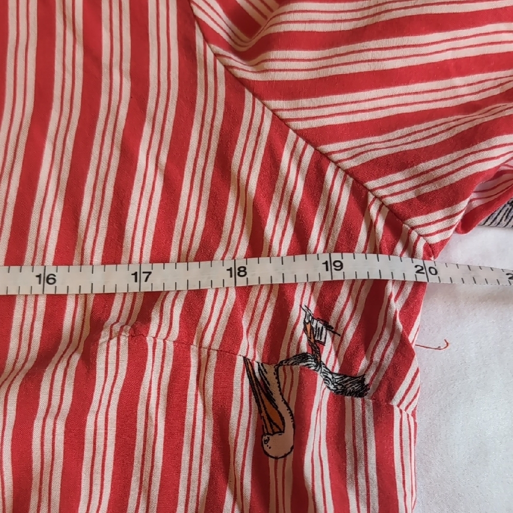 Mandee Red and White Striped Blouse with Bird Print Large - Picture 9 of 14